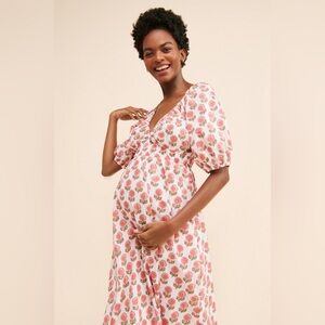 Anthropologie SAYLOR maternity floral puff sleeve dress